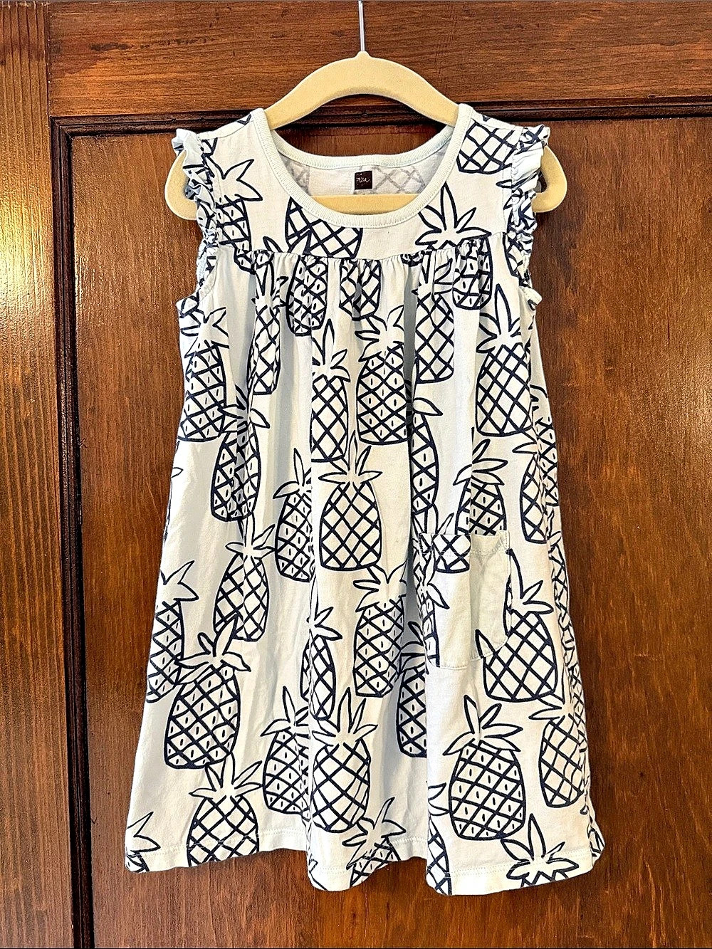 Tea Collection Pineapple Print Flutter Sleeve Dress Girls Size 5